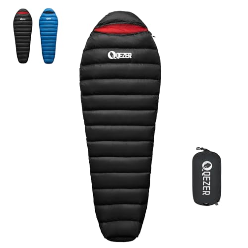 QEZER Daunenschlafsack für Erwachsene and Kind, leichte Winter...