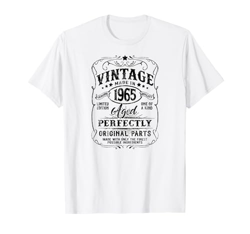 Vintage Born In 1965 Classic Original 60th Birthday Maglietta