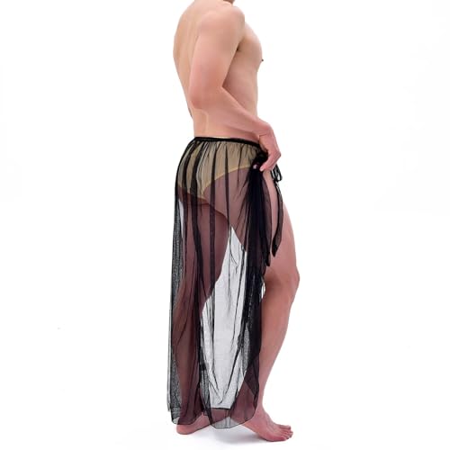 Mens Sexy Pajamas Black Lace Skirt Underwear,See Through Lace robe Night Shirt Sissy Lingere For Men2