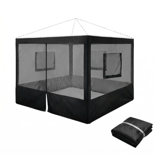 JoheJohe 4 Pcs Food Booth Canopy Walls (10' x 10' Sidewalls, no Frame & Canopy), Breathable Food Tent Sidewalls with Zipper Door & Service Windows for Outdoor Vendor Booth, Block Tiny Creature & Dust