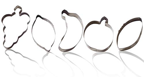 ZENKER Juego de 5 cortadores de galletas con forma de uva, plátano, manzana, limón y aguacate (color plateado), cantidad: 1 unidad