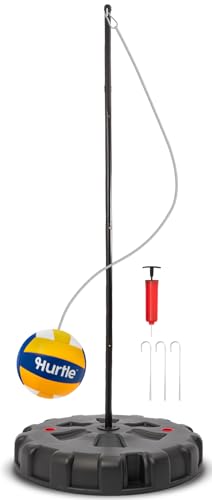 Hurtle Tetherball Ball and Rope Set â€“ Portable Tether Ball with Heavy Duty Base and Adjustable Steel Pole 4-9 ft â€“ Tool-Free Setup for Kids and Adults, Backyard Family Fun Outdoor Game
