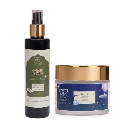 Calming Ritual Set | Jashn-e-Mogra Jasmine Mist 180ml + Brahmi Night Elixir 50g | White Mogra + Brahmi | Ayurvedic Night Ritual | Dry & Sensitive Skin-image-5