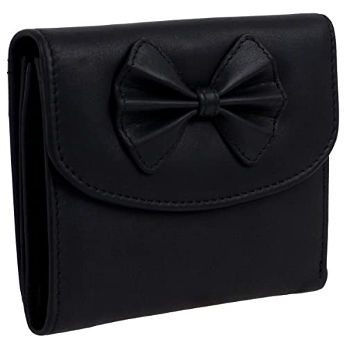 Gorjus Womens Leather Compact Bow Purse/Wallet - Black Gorjus Womens Leather Compact Bow Purse/Wallet - Black