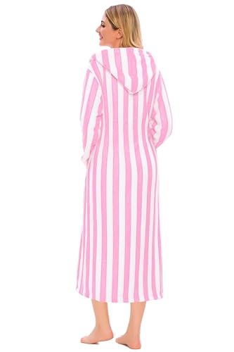 Image of Umeyda Girls & Women Fleece Hooded Robes, Soft Fuzzy Bathrobe Warm Plush Fluffy Bath Robe for Kids Womens