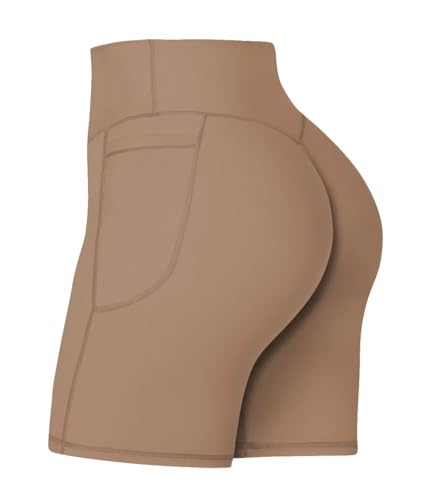 Image of Sunzel Women's No Front Seam Biker Shorts with Pockets, High Waist Tummy Control Yoga Workout Gym Bike Shorts | 3, 5 Or 8-Inch Inseam, High Waisted, No Front Seam, Side Pockets, Buttery Soft, Compression Fit, Squat Proof, Tummy Control