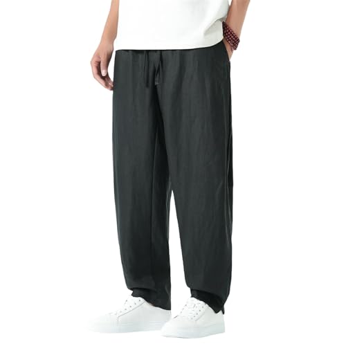 Pantalon long d'été homme fluide contre la chaleur en lin fin
