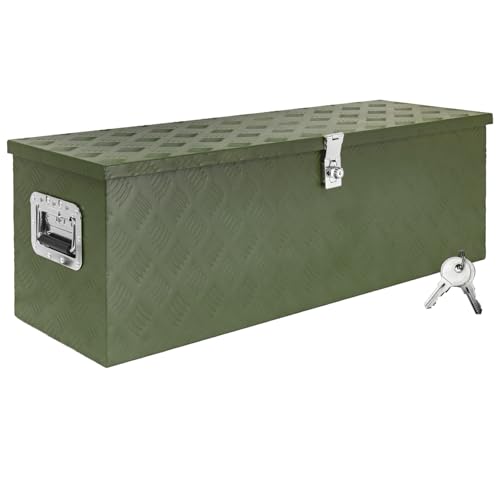 Trucky Deichselbox Grün Werkzeugkasten Truckbox Anhänger Kiste Abschließbar Alubox Transportbox Werkzeugbox Aluminium Aufbewahrungsbox, Ausführung:Modell 9 (98.5 x 32 x 32.5 cm / D100)