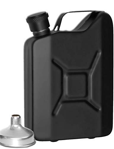 Outdoor Saxx - Stainless Steel Hip Flask Sprit Petrol Can Look Pocket Bottle Drinking Bottle for Whiskey Schnapps in Gift Box 150 ml Black
