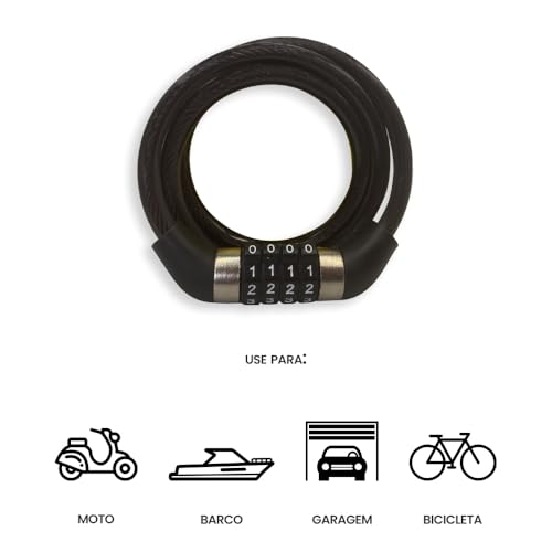 Cadeado Para Bicicleta, Moto, Senha Numérica, Cabo de Aço Inoxidável 1m, Anti-furto, Corrente Cabo D