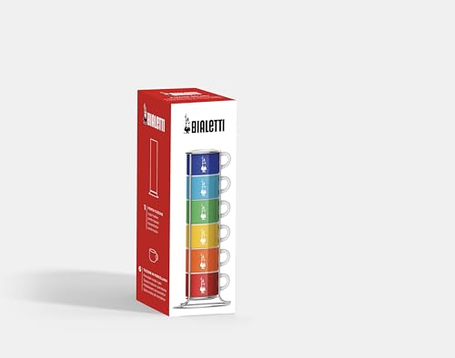 Bialetti Sechs stapelbare Becher, mehrfarbig, Porzellan, 7-teiliges Set, Verschiedene Farben