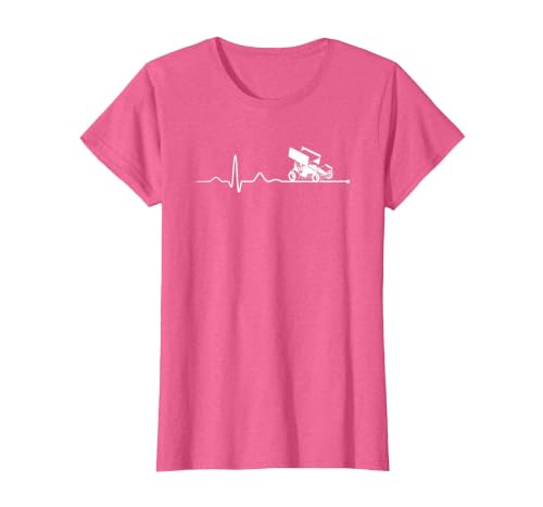Sprint CAR Racing: Sprint Car Racing Heartbeat T-Shirt, Women, Pink Heather, Medium