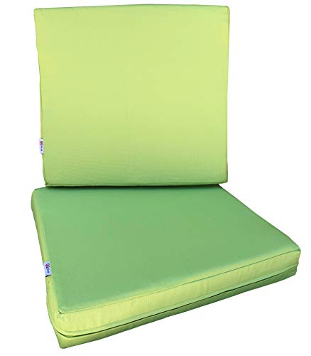 Qqbed 2 Pack Outdoor Patio Deep Seat Memory Foam (Seat And Back) Cushion Set With Waterproof Internal Cover - Size 20"X18"X4", Greenery Green #TOP6
