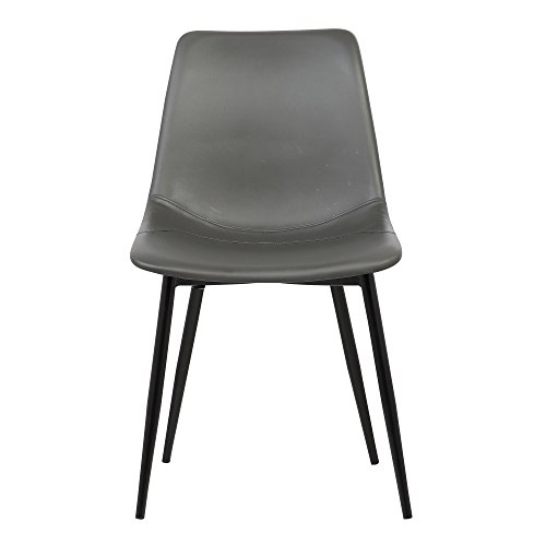 Armen Living Monte Mid Century Modern Dining Accent Chair for Table Kitchen Desk Vanity in Charcoal Gray Faux Leather with Black Metal Legs by Armen Living - Image 2