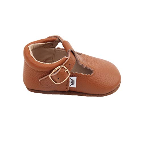 Liv & Leo T-Bars Mary Janes Flats Oxford Shoes Dress Girls Ribbed Edge Genuine Leather Soft Sole - 0-24 Months