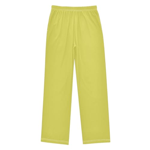 ZZXXB Light Yellow Boys Long Pants Soft Trousers Elastic Waist Kids Lounge Bottoms with Pockets S-XL