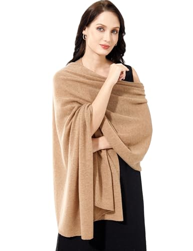 RYYOYY Luxury 100% Cashmere Wrap Soft Scarf Stole Knitted Shawl for Women Wayfarer Travel Extra Large 87x28 Camel2