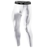MEETYOO Pantalones de compresión estándar para hombre, mallas de entrenamiento y correr, color blanco