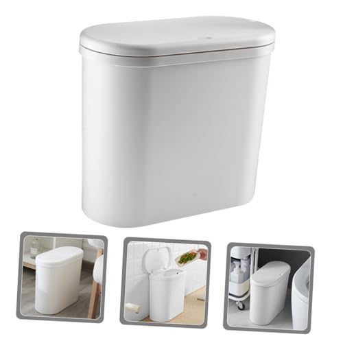 Caneca de basura blanca rectangular para baño y oficina miniatura 6
