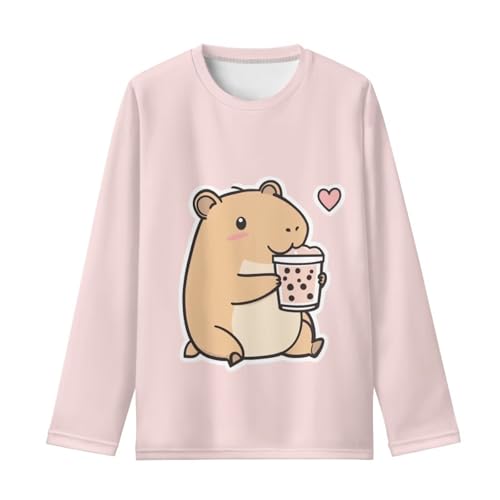 Image of Girls Cartoon Print Long Sleeve Graphic Tee Casual Crew Neck T-Shirts for 3-16 Years Little Girls