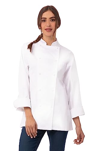 Chef Works Unisex Elyse Premium Cotton Chef Coat, White, Small