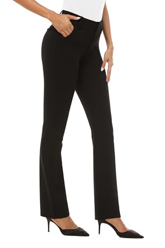 iChosy Women's Ease into Comfort Barely Bootcut Stretch Dress Pants Black 18 Short