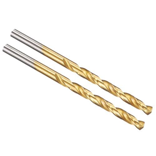 PATIKIL 4.5mm Drill Bit, Jobber Straight Shank M2 High-Speed Steel 135° Titanium Nitride TiN Coated for Stainless Steel Hard Metal - 2 Pack