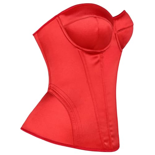 Image of Satin Corset Tops for Women Strapless Bustier Sweetheart Neckline Boned Bodice Bridal Lingerie Party Clubwear
