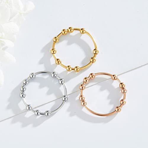 3pcs/lot Fidget Ring for Women, Worry Anxiety Rings Beads Fidget Spinner Rings for Men3