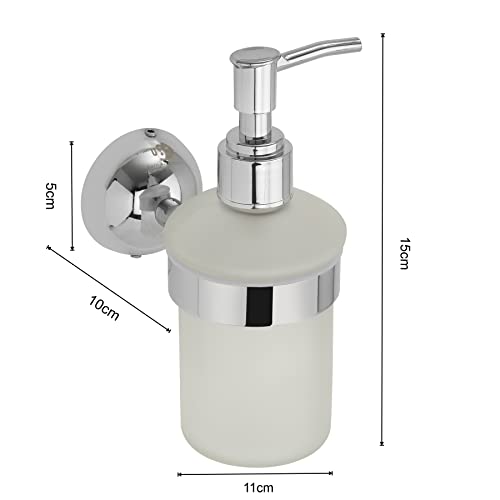 Image of USF Bath Accessories 304 Stainless Steel and Glass Liquid Soap Dispenser for Bathroom and Wash Basin (Medium,Chrome)