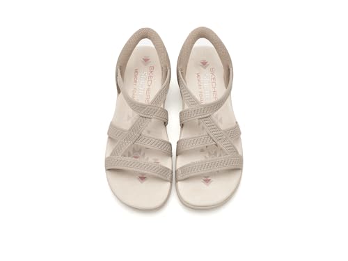 Skechers Skechers Women's REGGAE SLIM - DAILY VIBE Hands Free Slip-Ins, Knit crossover strappy sandal, Taupe, 7.5M