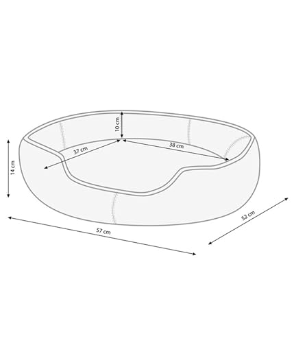 Dehner Lieblinge Hundebett und Katzenbett Sammy, oval, ca. 57 x 52 x 14 cm, Polyester, beige