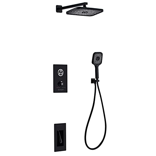 Grifo Mezclador baño, Mezclador Ducha Empotrado, Mezclador termostático Ducha baño, Cabezal Ducha Lluvia y Juego Manguera