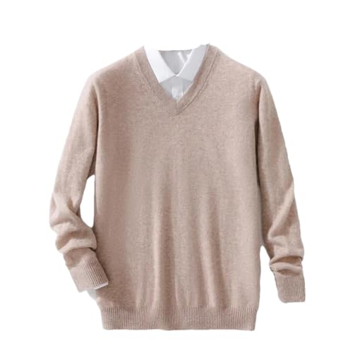 Mens V-Neck Knitted Sweater Solid Color Long Sleeves Business Casual Jumpers Slim Fit Soft Tops