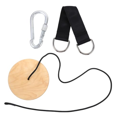 Yardwe Outdoor Wooden Disc Swing Thickened Wood Hanging Seat with Heavy Duty Braided Rope for Comfortable Design for Backyard Fun Height for All Ages