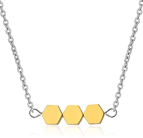 Preisvergleich Produktbild CKAWM Halskette Persönlichkeit Geometrischer Silberschmuck Einfache DREI Sechskant Schlüsselbein Kette Anhänger Halsketten