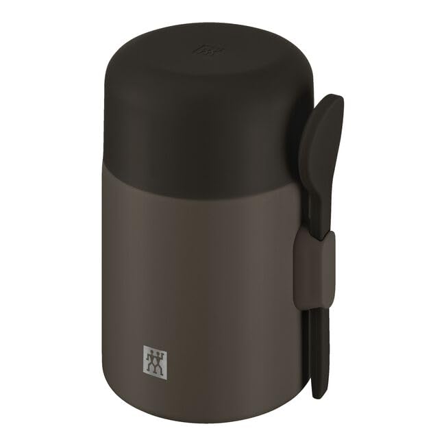 ZWILLING THERMO PLUS Récipient alimentaire 600 ml, garde au chaud/froid jusqu'à 10 heures, double paroi en acier inoxydable, avec cuillère, anti-fuite, léger, passe au lave-vaisselle, chocolat