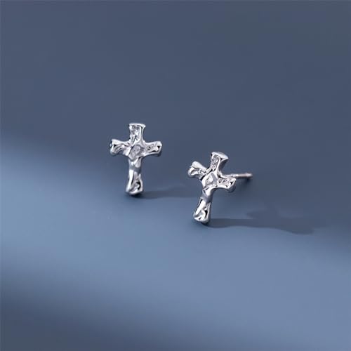Minimalist Tiny Cross Stud Earrings for Women 925 Sterling Silver Hypoallergenic Handmade Hammered Religious Faith Cartilage Studs Tragus Post Fashion Dainty Jewelry Gifts4