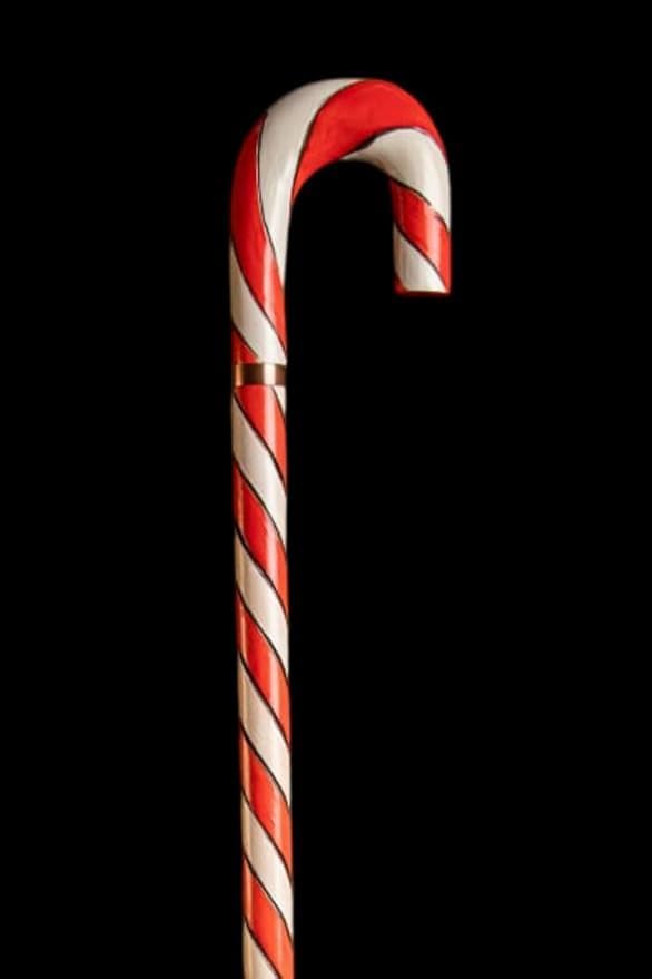 36 Inches Wooden Candy Cane Walking Stick Xmas, Hand Painted Red White Adult Costume Accessory