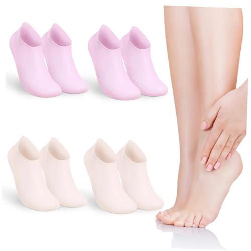 Beatifufu Silicone Moisturizing Socks Women 4 Pack Gel Socks for Dry Cracked Feet