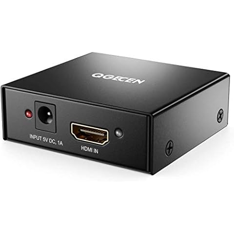 4K HDMI Splitter 1 in 2 Out, QGECEN 1x2 HDMI Splitter for Dual Monitors, Supports Full HD 1080P 3D HDCP 1.4, Compatible with DVD Amazon Fire Stick Apple TV PS4 Xbox Laptop Camera Cover