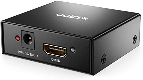 QGECEN rozdzielacz 4K HDMI 1 w 2, rozdzielacz QGECEN 1 x 2 HDMI do Dual Monitors, obsługa Full HD 1080p 3D HDCP 1.4, kompatybilny z DVD Amazon Fire Stick Apple TV PS4 Xbox, laptopa...