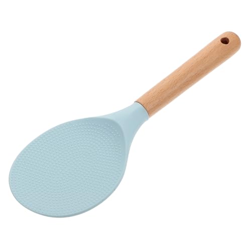 Rice Spoon Ramen Bowl Spoon Chinese Spoons Delicate Rice Scoop Nonstick Rice Paddle Rice Cooker Spatula Rice Ladle with Wood Handle Wood Handle Scoop Multipurpose Scoop Pp Blue CIYODO