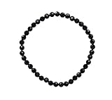 taddart minerals bracciale nero in tormalina naturale con sfere sfaccettate da 4 mm su filo di nylon elastico, fatto a mano