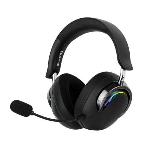 Image of MechLands AULA A700 Wireless Gaming Headset with 7.1 Surround Sound, 50mm Driver, 2.4GHz /BT /Wired, Gaming Headphone with Noise Canceling Mic, RGB Light, 40H Battery, for PS4 /PS5 /PC /Switch (Black Grey)