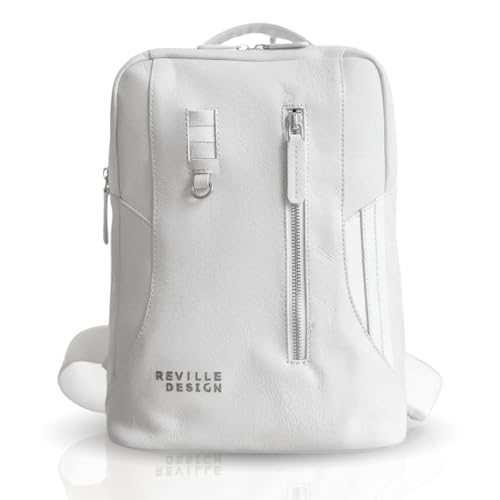 Full Grain Leather Backpack – Water-Resistant, Padded Laptop Compartment, Adjustable Straps, 16L Capacity, Slim Design, Leather Backpack for Men and Women - Cloud White