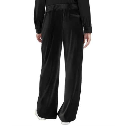 Calvin Klein Womens Solid Velvet Wide Leg Pants Black S2