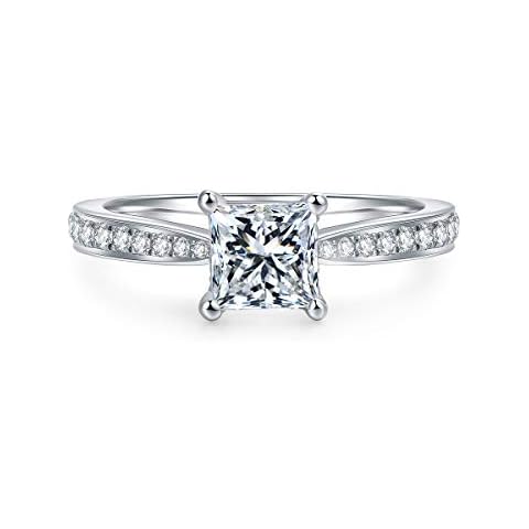 HAFEEZ CENTER 14K Solid Gold 1 Carat Princess Cut Moissanite Engagement Rings for Women 14K Gold Moissanite Engagement Ring (Moissanite, 6.5) Cover