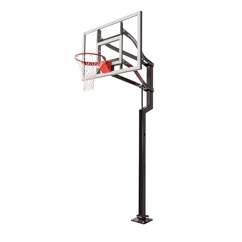 Goalsetter Contender In Ground Adjustable Basketball System with 54-Inch Glass Backboard and Flex Rim, Black (SS44554G3W)