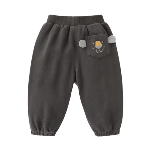 Baby Boy Elastic Waist Animal Embroidered Pocket Sweatpants Cuffed Ankles Spring